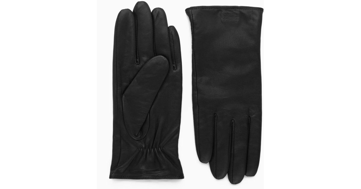 COS Cashmere-lined Leather Gloves in Black | Lyst