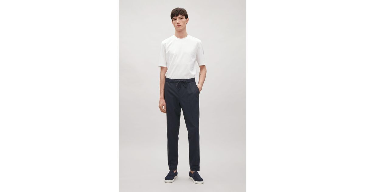 COS Drawstring Tailored Trousers in Blue for Men | Lyst