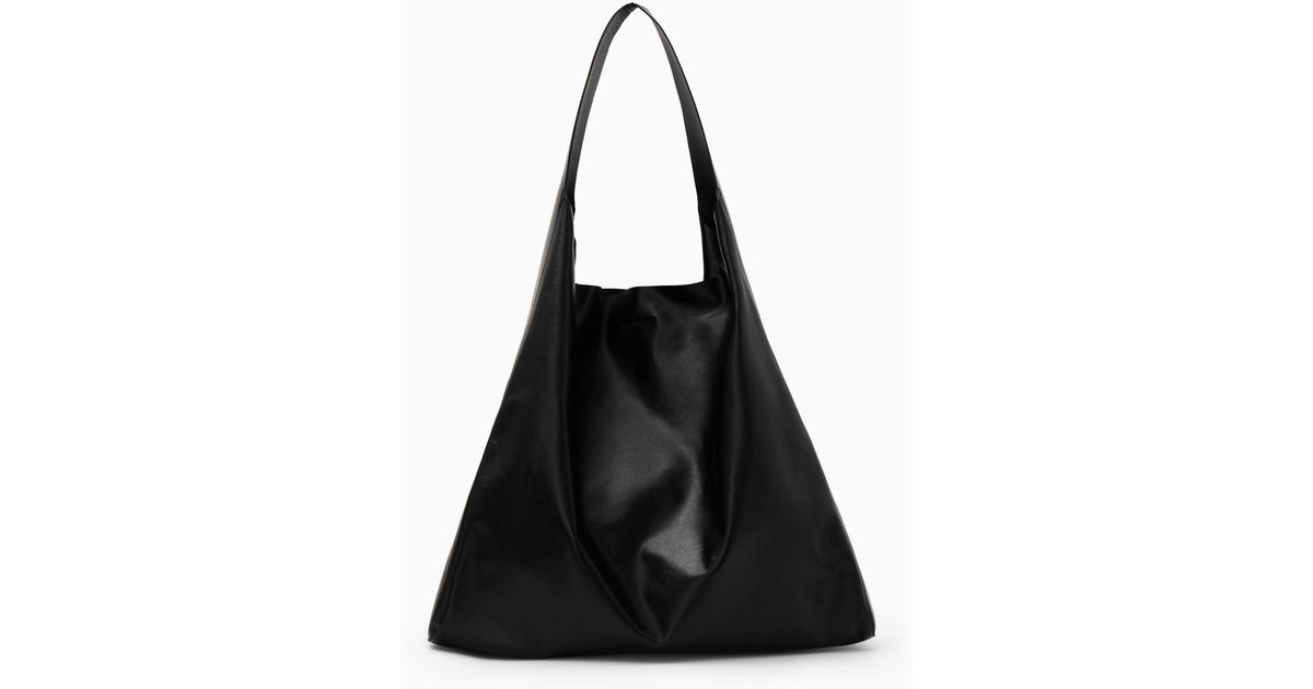 COS Oversized Slouchy Tote - Leather in Black | Lyst