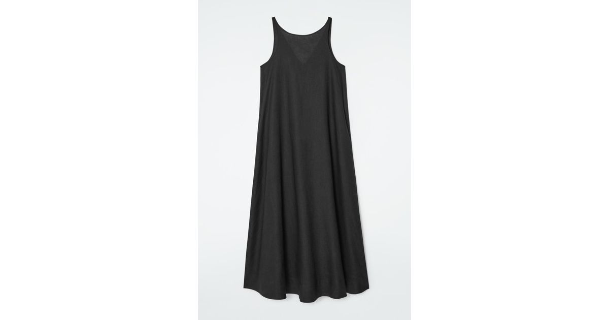 COS A-line Linen Maxi Dress in Black | Lyst