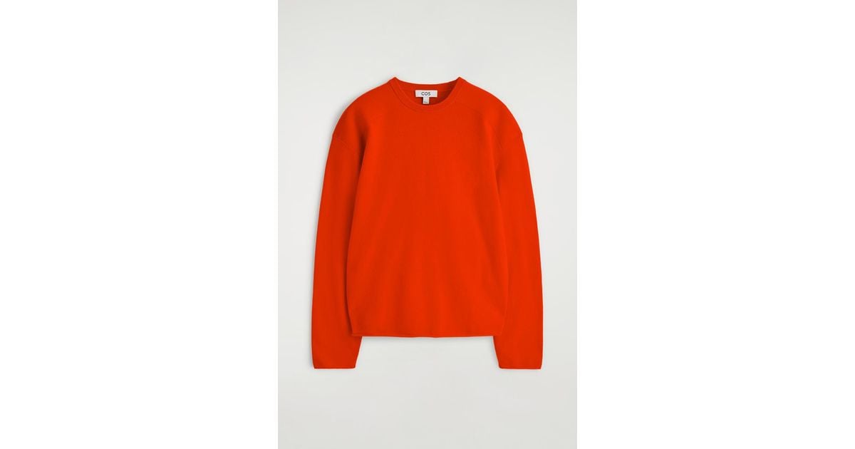COS Merino Wool Crew-Neck Sweater in Orange | Lyst