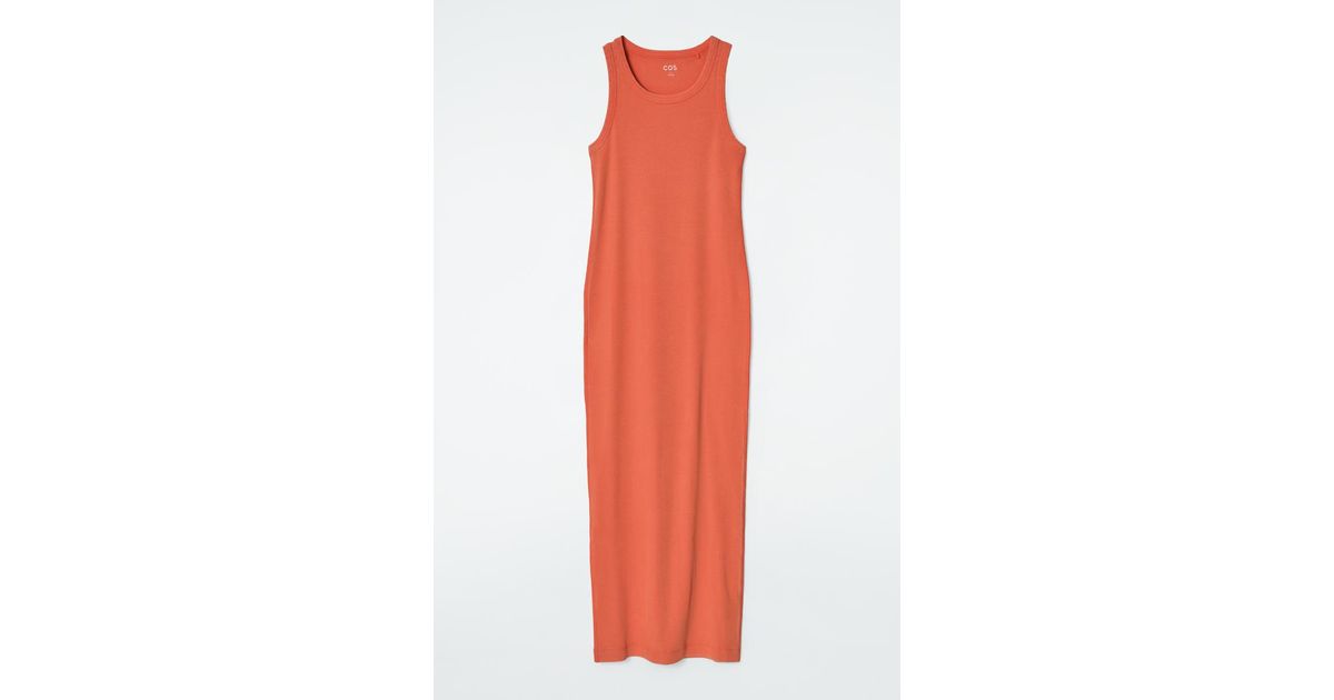 COS Ribbed Tube Dress in Orange | Lyst