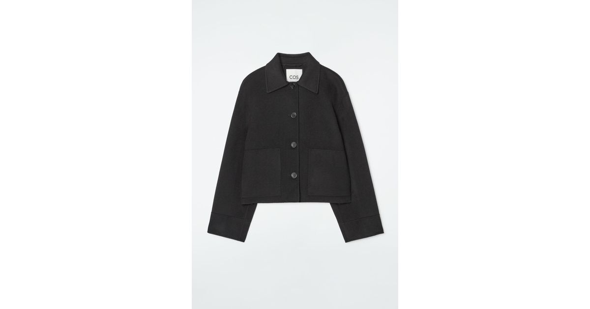 BOXY DOUBLE-FACED WOOL JACKET - BLACK