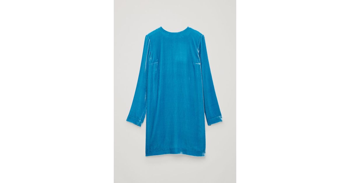 cos blue velvet dress