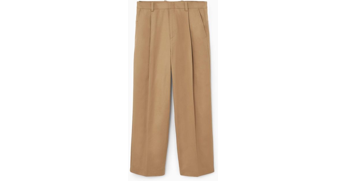 【COSYHARU】Wide pleated pants COS Relaxed Pleated Cotton Wide-leg Pants in Natural for Men