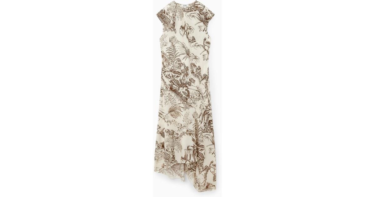 cos botanical print silk dress COS Botanical-print Silk Dress in Natural