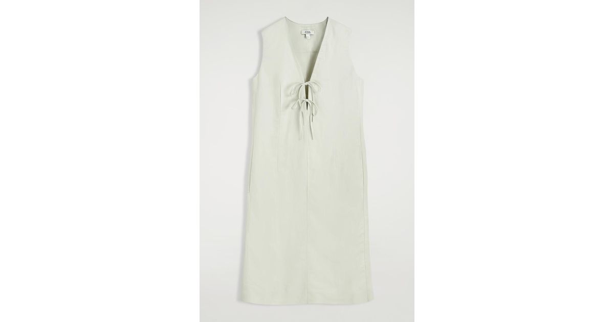 cos green linen dress CROSS-STRAP LIME GREEN LINEN DRESS main image 0