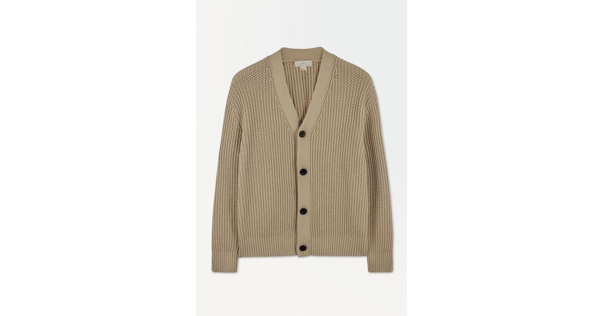 COS The Knitted Silk-blend Cardigan in Natural for Men | Lyst
