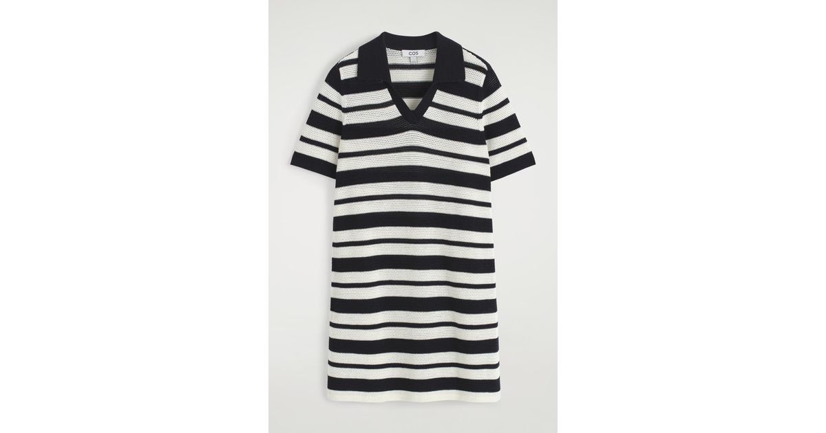 COS Open-Knit Polo Mini Dress in Blue | Lyst