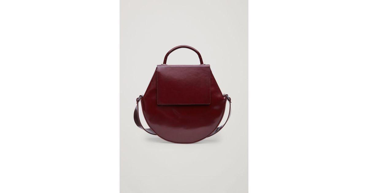 COS Round Leather Shoulder Bag in Burgundy (Red) Lyst