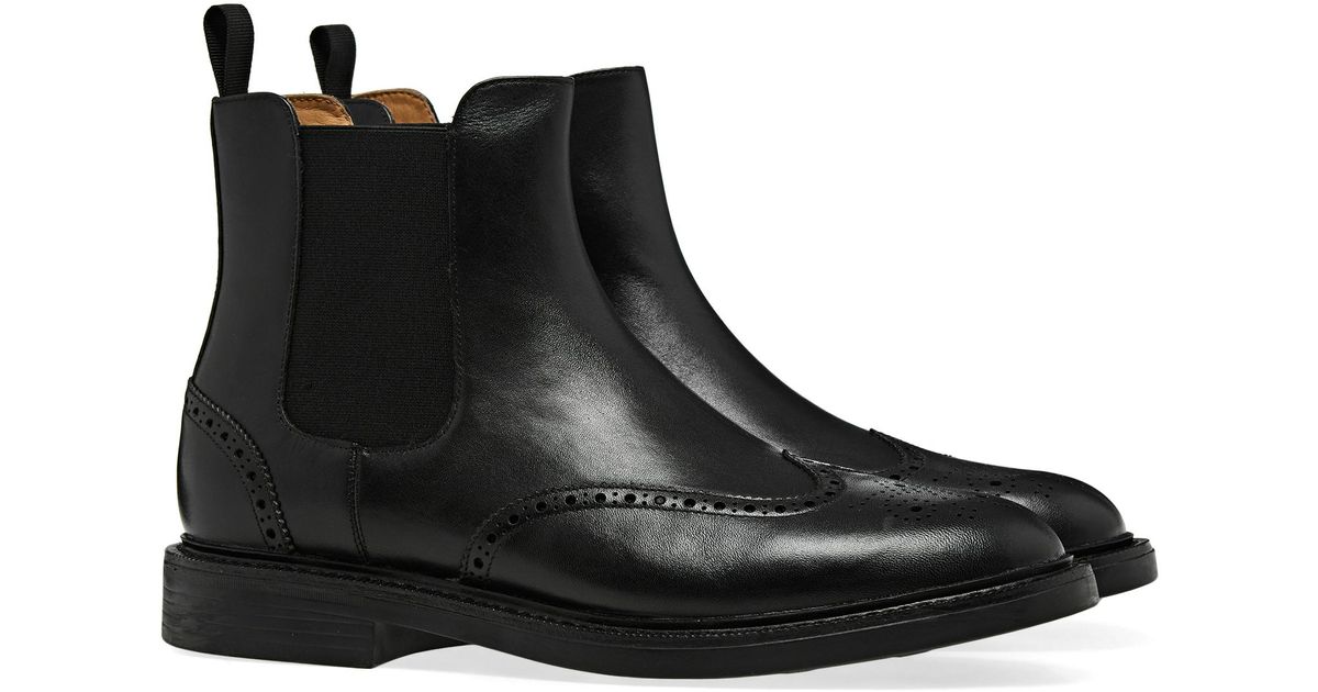 Polo Ralph Lauren Asher Wingtip Chelsea Boots in Black for Men Lyst