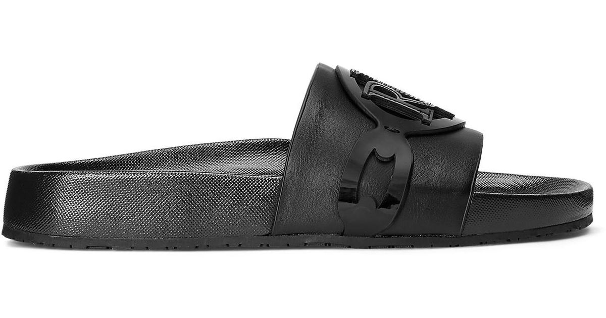 faux leather pool slides