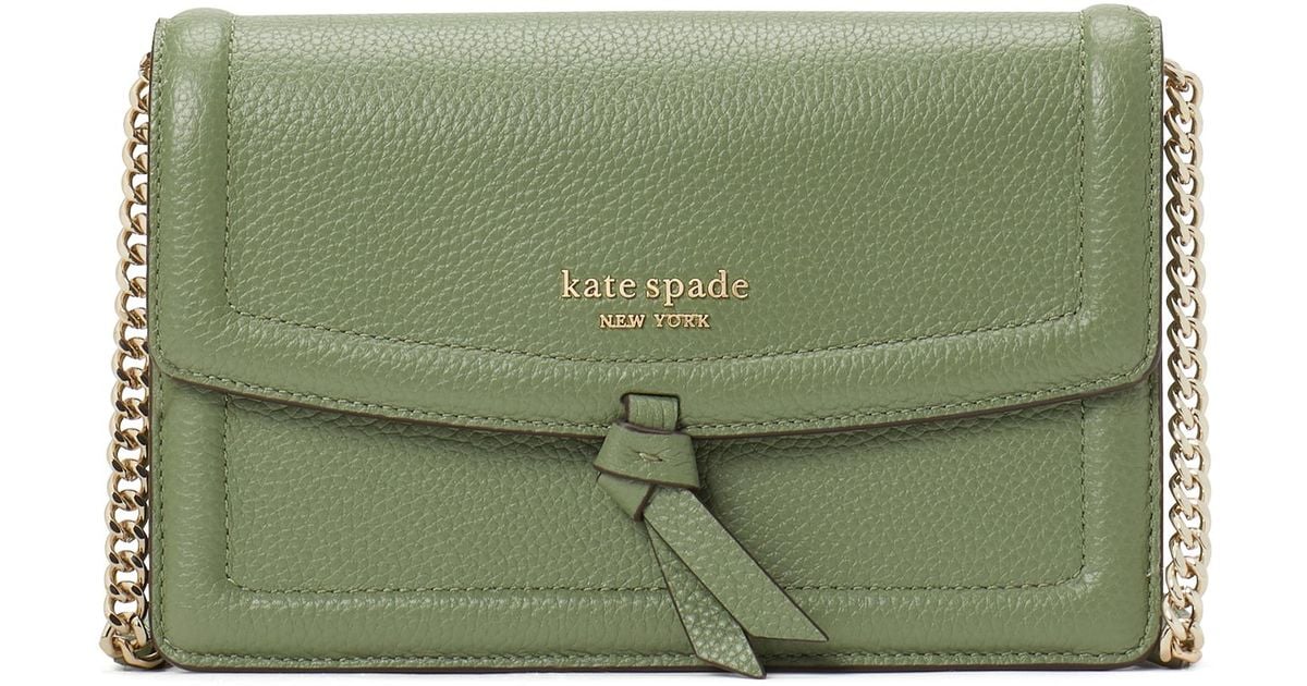 Kate Spade Knott Pebbled Leather Flap Crossbody Handbag in Green Lyst
