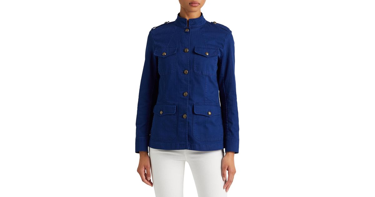 Lauren by Ralph Lauren Olfika Herringbone Field Jacket in Blue | Lyst UK
