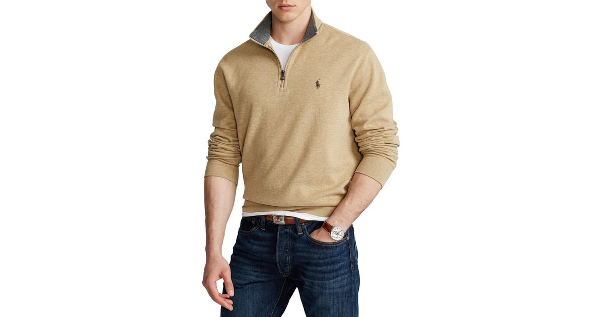 Polo Ralph Lauren Luxury Jersey Quarter Zip Sweater for Men | Lyst