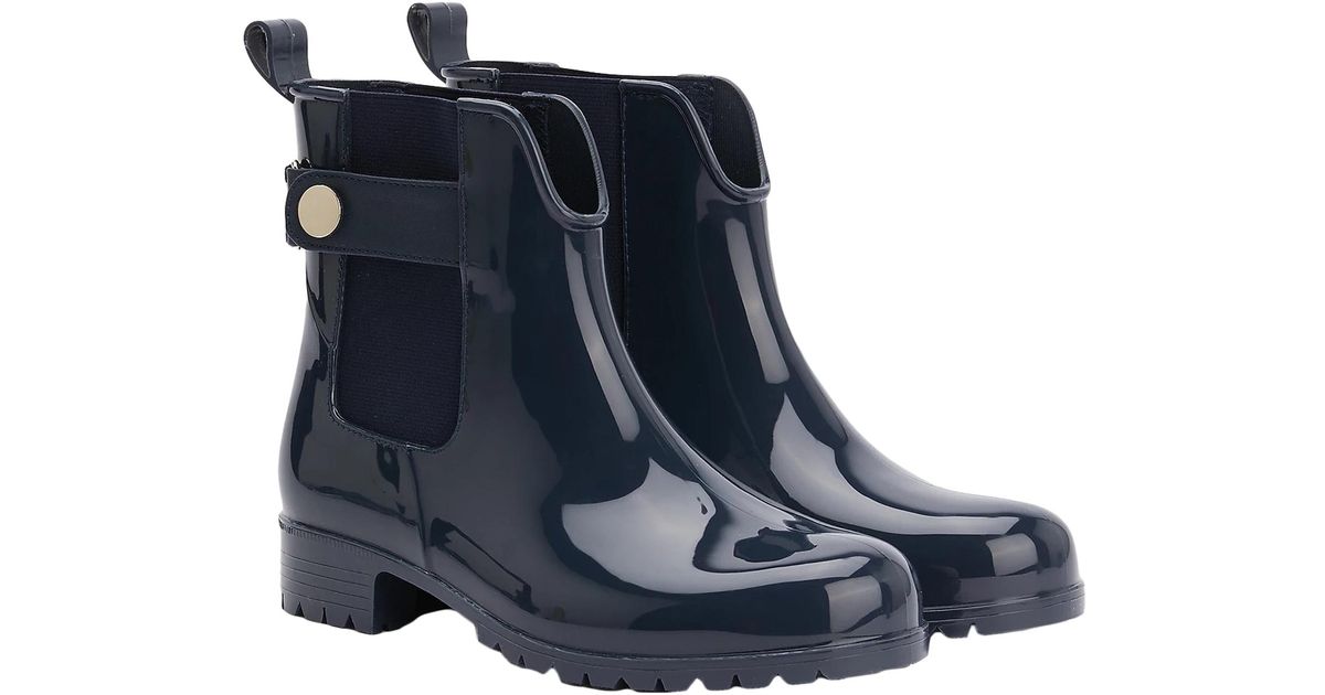 Tommy Hilfiger Ankle With Metal Detail Wellington Boots in Blue | Lyst