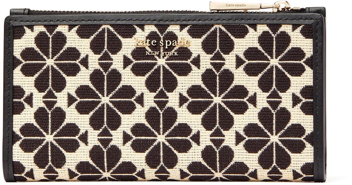 Kate Spade Spade Flower Jacquard Zip Slim Wallet Wallet in Black Lyst UK