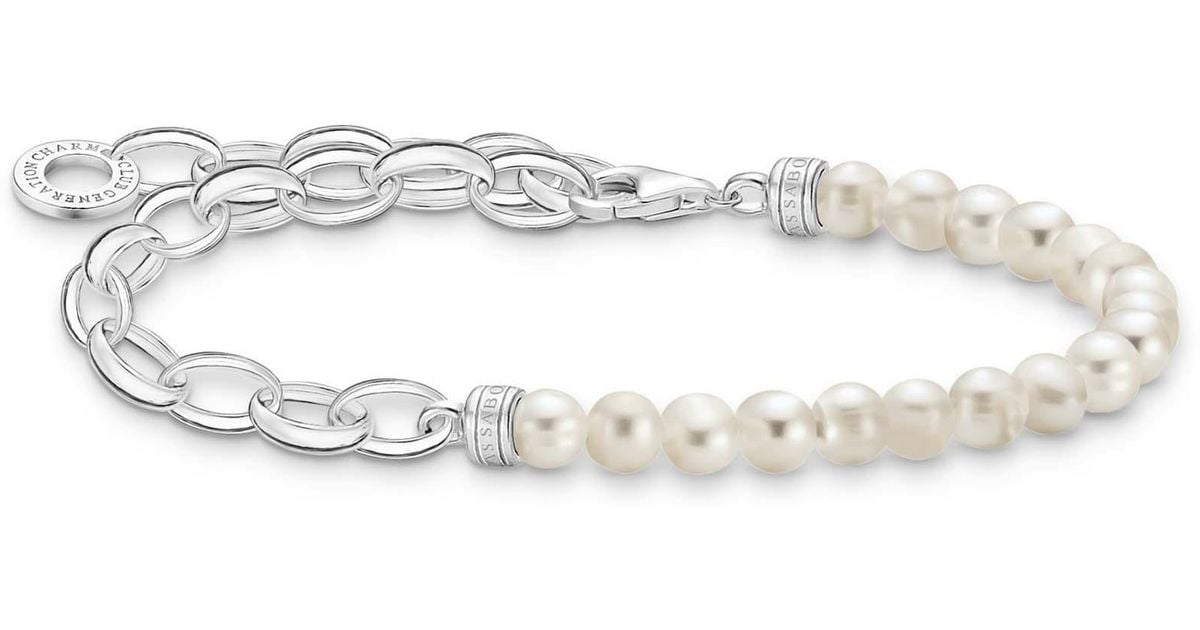 Thomas Sabo Charm Holder Links Pearls Bracelet in Metallic | Lyst
