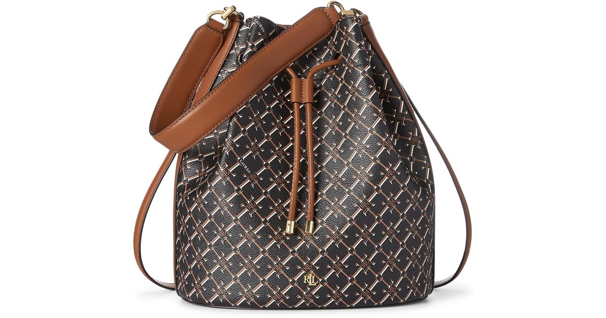 Lauren by Ralph Lauren Heritage Large Andie Drawstring Handbag in Brown