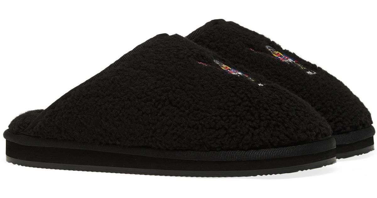 Polo Ralph Lauren Kayleigh Scuff Ii Bear Slippers in Black Lyst