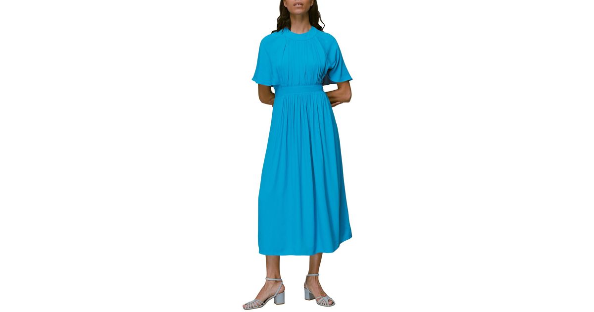 Whistles Amelia Cape Sleeve Midi Dress in Blue - Lyst