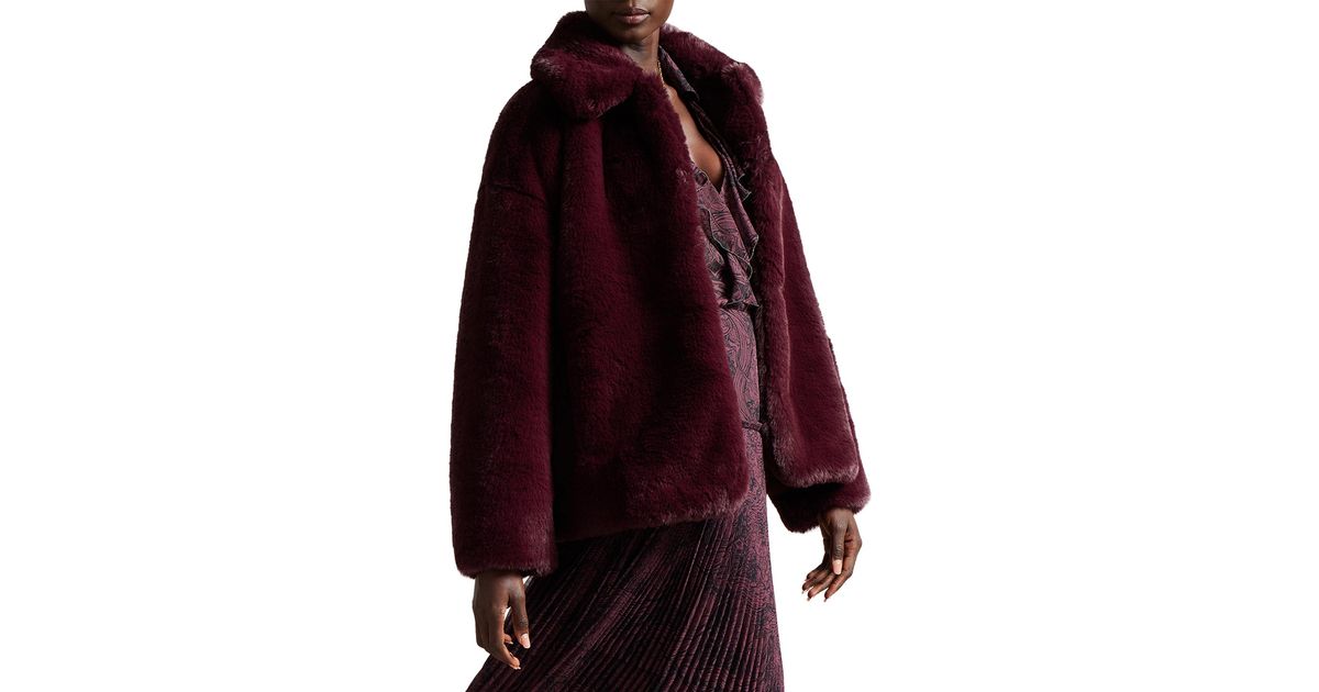 Ted Baker Liliam Faux Fur Jacket in Red Lyst UK