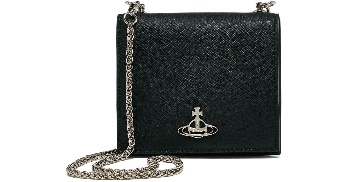 Vivienne Westwood Saffiano Card Case With Chain Card Holder in Black Lyst
