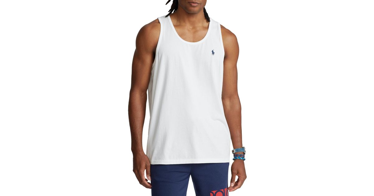 Polo Ralph Lauren Washed Jersey Tank Vest in White for Men | Lyst