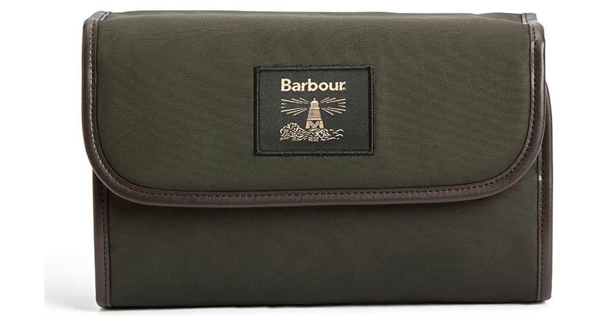 Barbour Wax Hanging Washbag in Black for Men Lyst UK