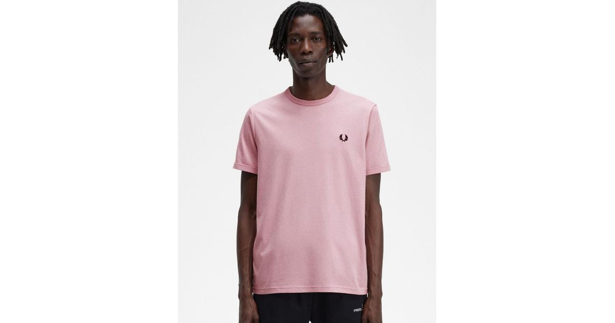 Fred Perry Ringer in Pink for Men | Lyst