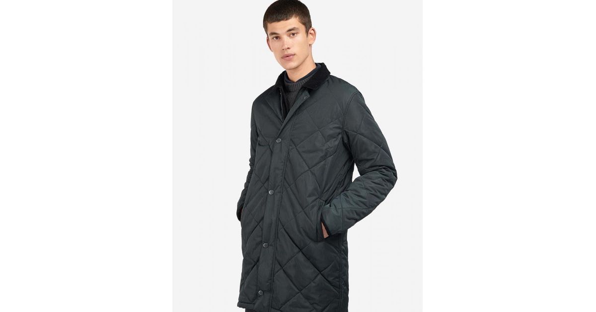 Barbour Carlton Long Quilted Jacket in Black for Men | Lyst