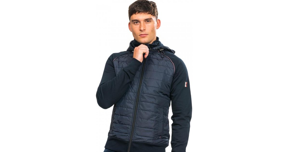 tommy hilfiger mixed media hooded zip through