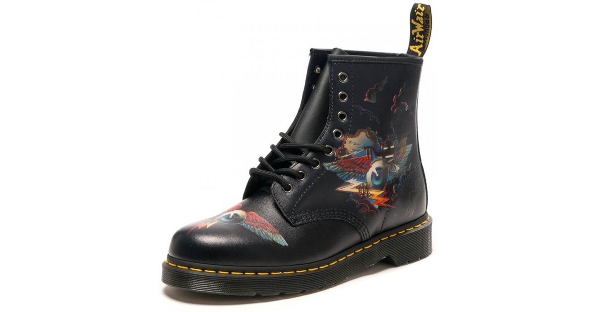 Dr. Martens Leather 8 Eye Boot 1460 Rick Griffin Eye Mens Boot in Black