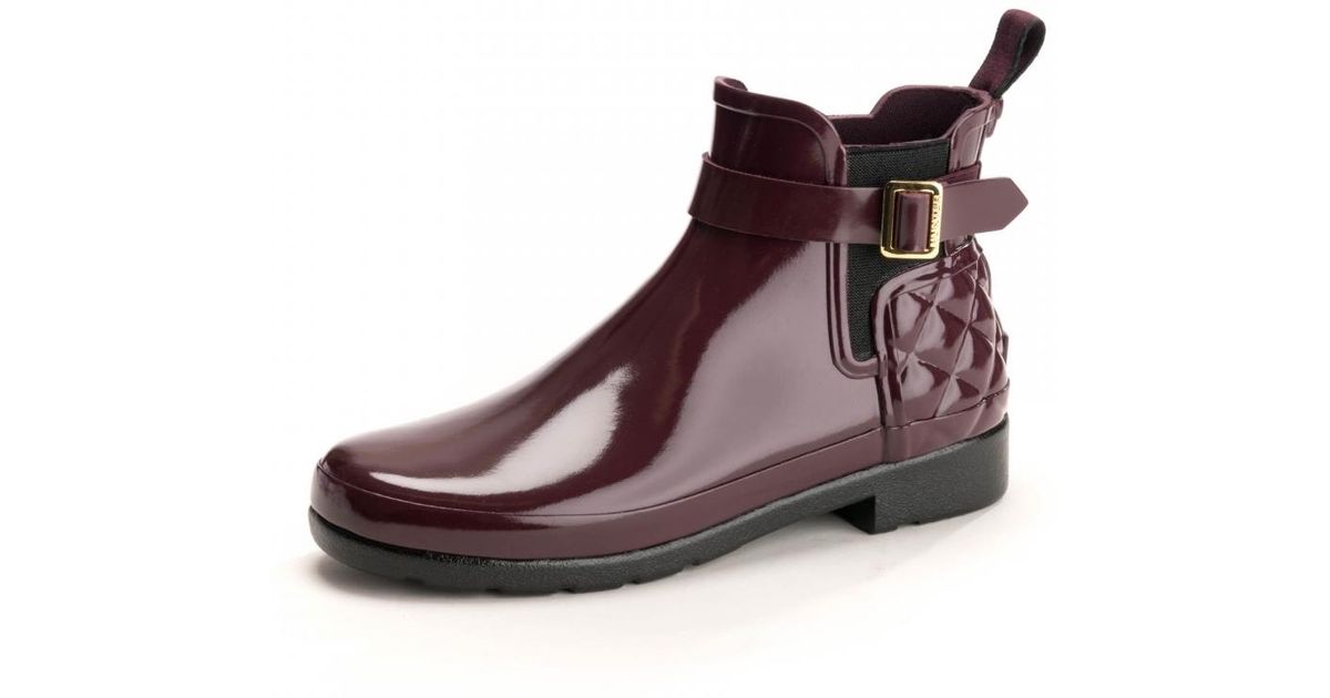 hunter original refined quilted gloss chelsea boot
