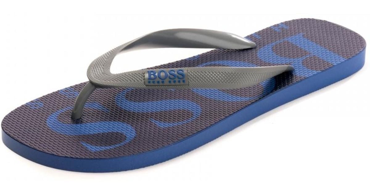 hugo boss flip flops blue