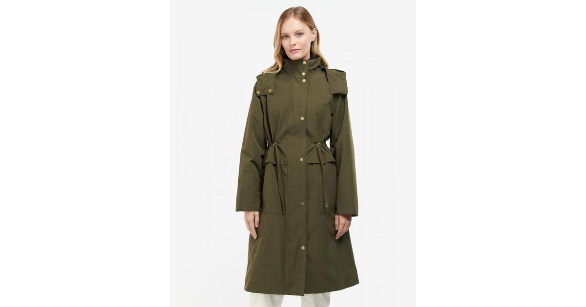 Barbour Lotte Long Waterproof Jacket in Green Lyst