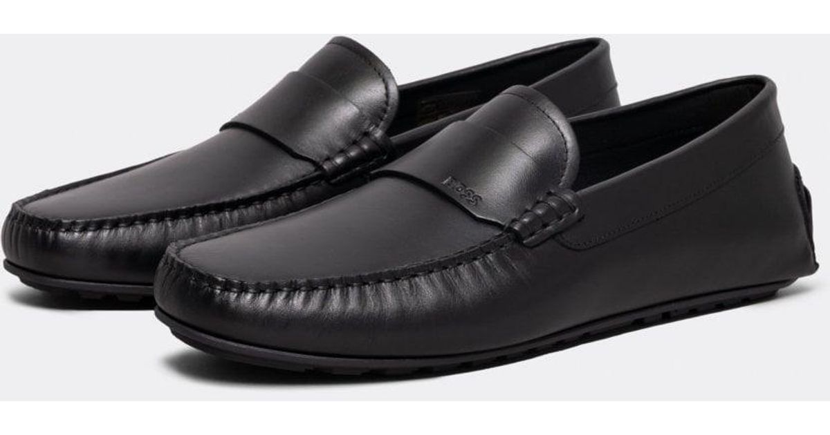 BOSS by HUGO BOSS Noel Nappa-leather Driving Moccasins With Embossed ...