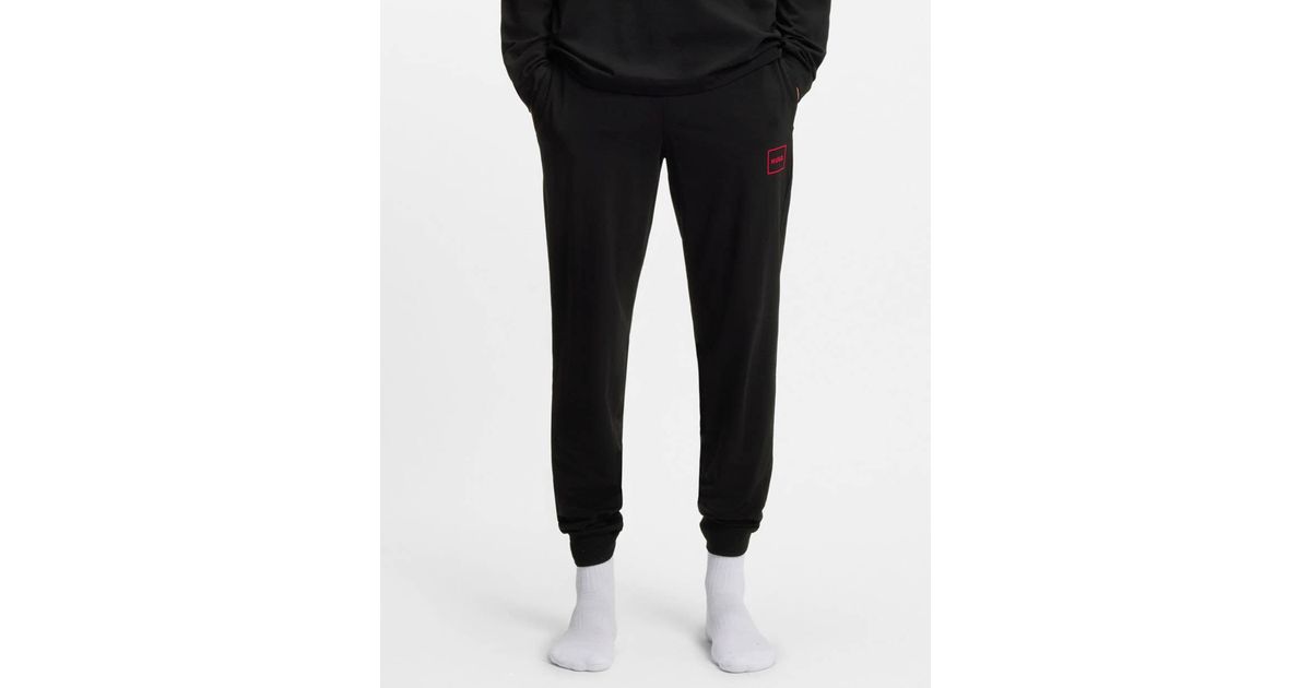 HUGO Sporty Logo Pants – Pantaloni Loungewear Donna In Cotone, Grigio, Moderni