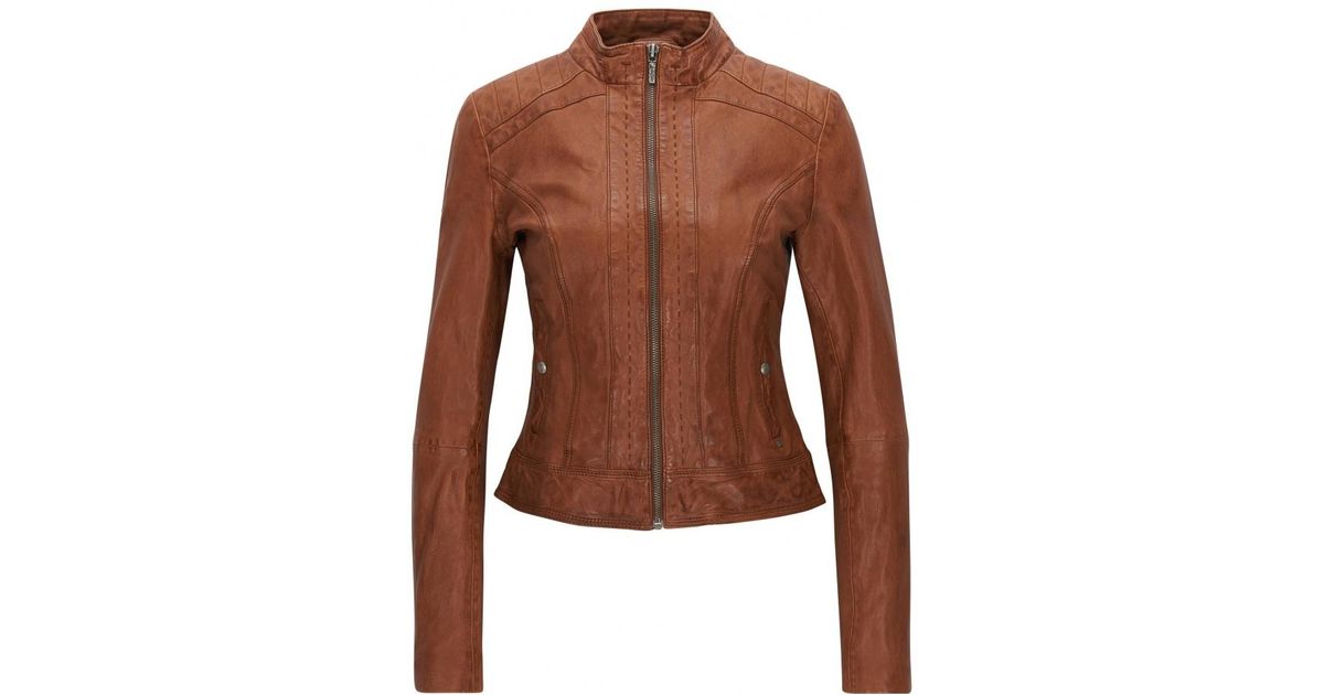 Boss Brown Casual Janabelle2 Womens Leather Jacket