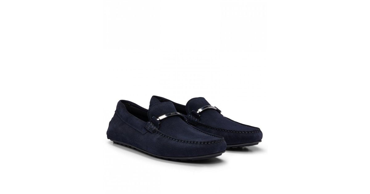 Hugo boss blue suede loafers best sale