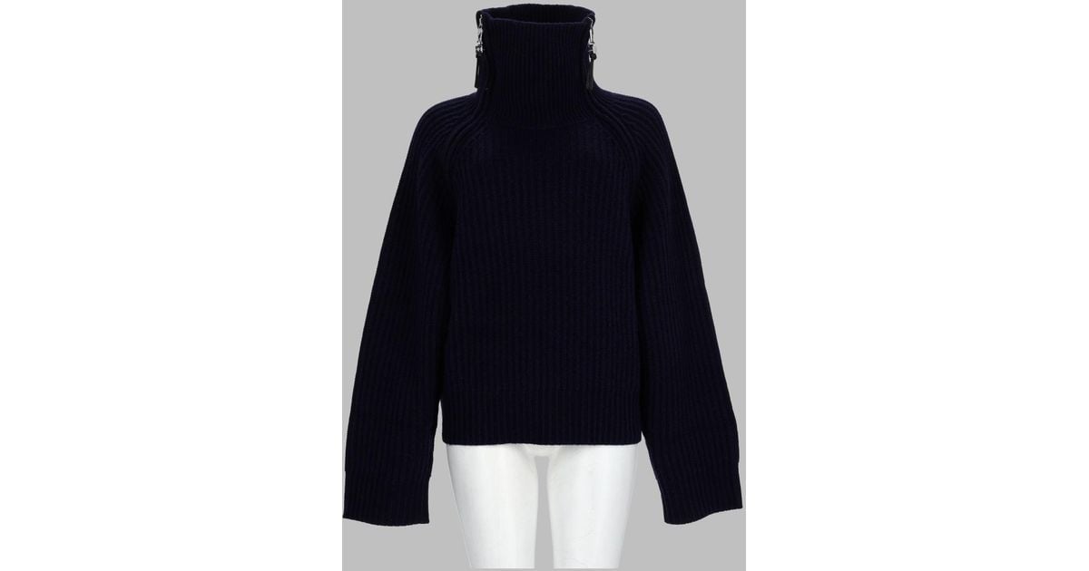 Ganni 100% Rws Wool Mini Sweatshirt in Blue | Lyst