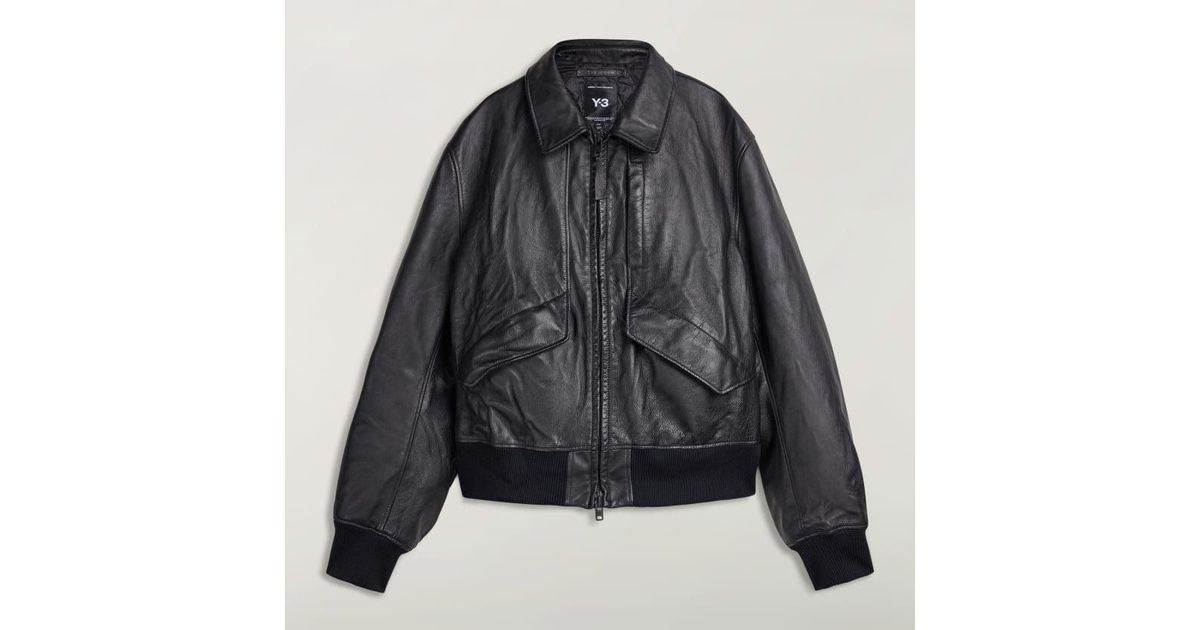 Y-3 Leather Jacket in Black for Men | Lyst
