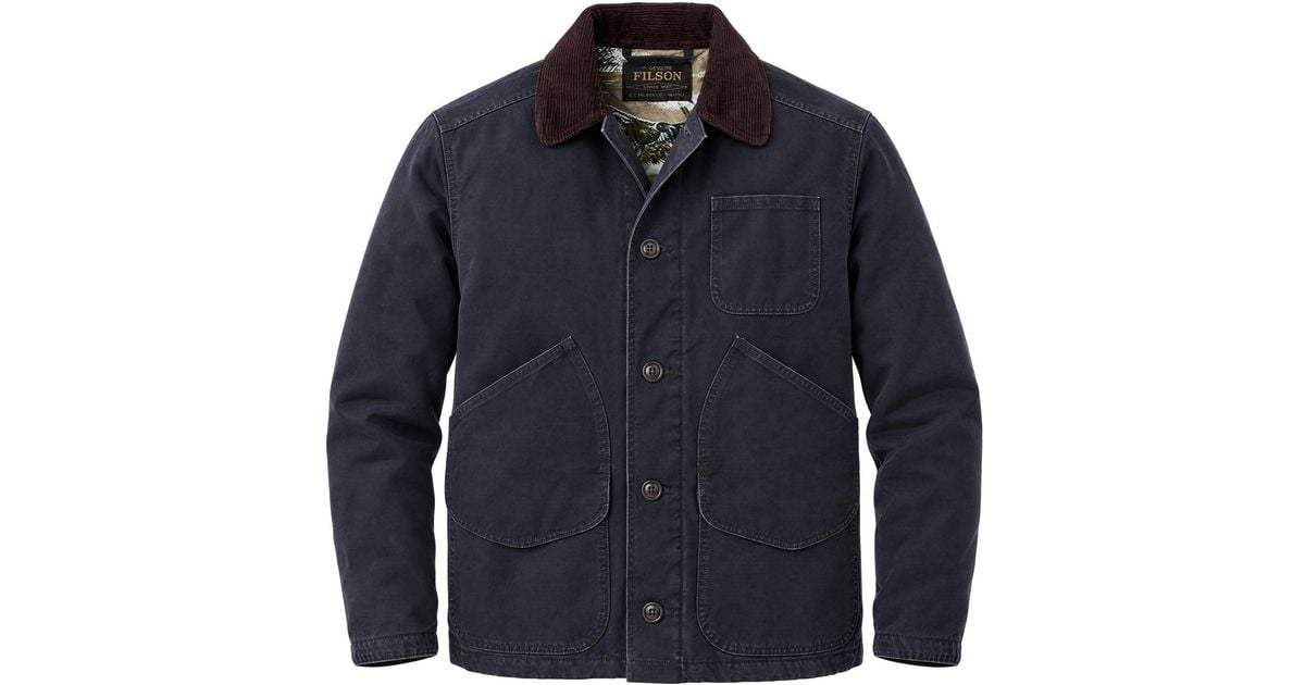 Filson Cotton Chore Jacket With Corduroy Collar in Blue for Men | Lyst