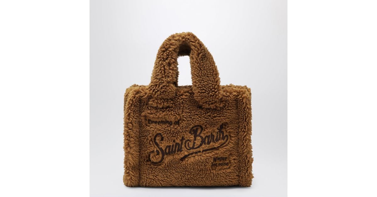 Mini Bagas MC2 Saint Barth Vanity Mini Teddy Fabric Bag in Brown | Lyst