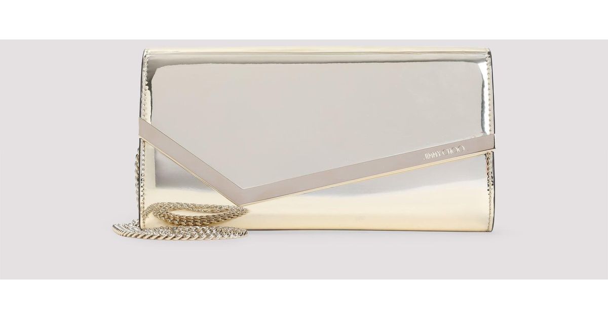 Jimmy Choo Mirror Leather Emmie. Mif Bag in Natural | Lyst