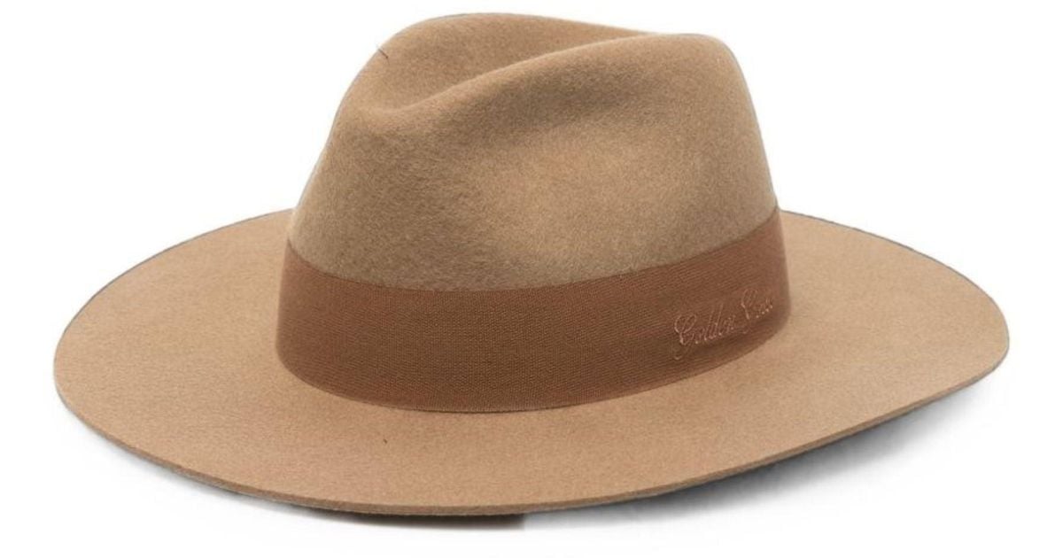 Golden Disc Golden Goose Fedora Hat With Contrasting Band in Brown | Lyst