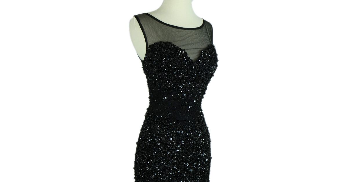 Aspeed Design Bejeweled Illusion Bateau Evening Dress in Black | Lyst