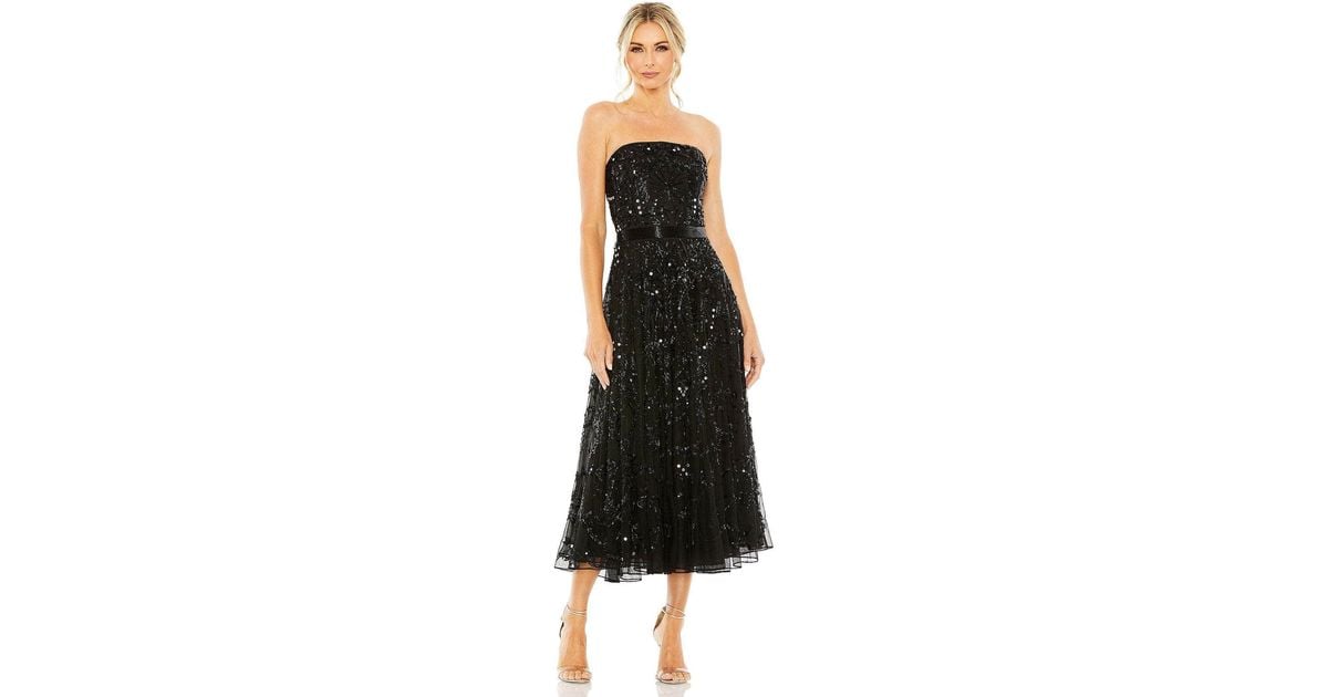 Mac Duggal 93898 Bejeweled Tea Length Midi Dress in Black Lyst