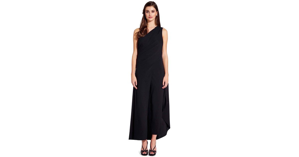 adrianna papell crepe jumpsuit with cape