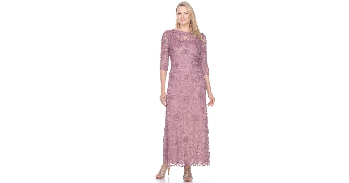 Soulmates 1616 Soutache Embroidered Lace Evening Gown Dress in Pink | Lyst